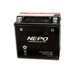  NEPO CTX14 BS 12V 12Ah Motorcycle Battery, Replaces YTX14 