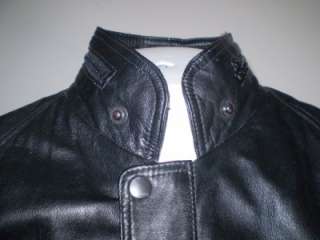 vtg mens leather Cafe Racer biker jacket black sz M  