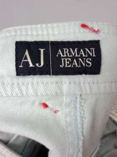 ARMANI JEANS blue red SKIRT 44 10 accent stitching artsy funky cotton 