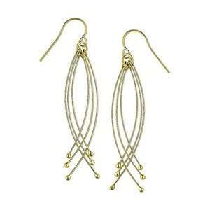  Yellow Gold Plated Sterling Silver Dangle Earrings 