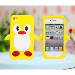  Penguin Silicone Soft Case Cover For iPhone 4 4G 4S Yellow 