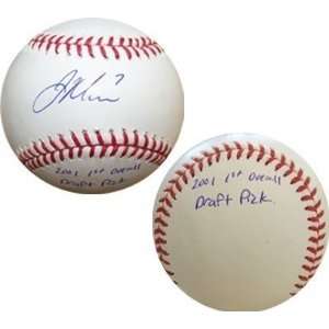 Joe Mauer Autographed Baseball   with 2001 Pick Inscription 