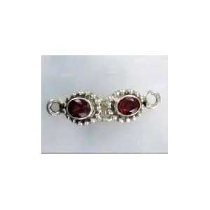    AAA FACETED GARNET STERLING 2 STONE CLASP~ 