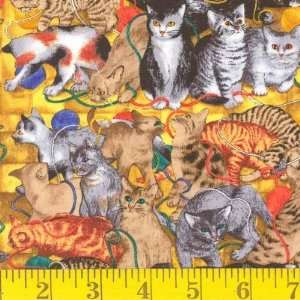  45 Wide Dog and Cat World Cats with Yarn Fabric By The 