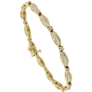 10k Gold Marquise shaped Links 7 1/4 in. Ladies Tennis Bracelet, w/ 2 