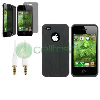 Black Cup Shape Plastic Case+Privacy Film+Cable For iPhone 4 s 4s 4G 