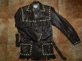 Vtg deerskin fringe leather jacket Made in USA womens size S  