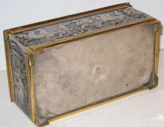 Antique Roman Neoclassical Silvered Bronze Cigar Box  