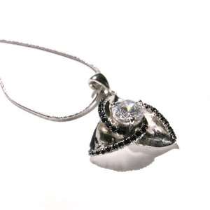  Silver Flower with Stone Pendant Jewelry