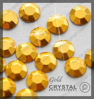 1440 pcs Gold Iron on Faceted Hotfix Rhinestud 3mm 10ss  