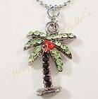 PALM TREE Anklet Peridot Crystal Adjustable Ball Chain