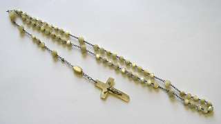 ANTIQUE ROSARY JERUSALEM MOTHER OF PEARL SHELL 59 BEADS  