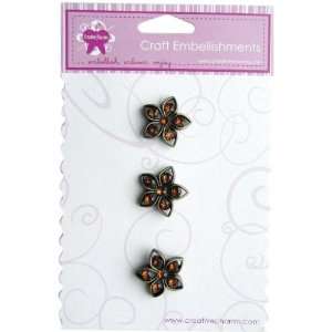  Vintage Flower Buttons 3/Pkg Amber