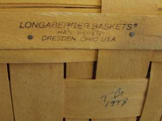 Longaberger 1998 Large Picnic Basket with Liner Riser Striped Cooler 