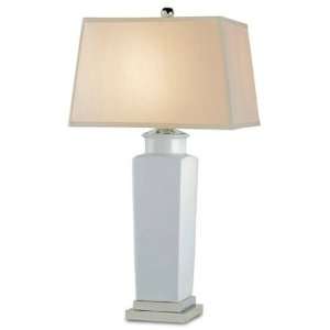 Currey and Company 6253 Birkwood Table Lamp in White Crackle/Nickel 62