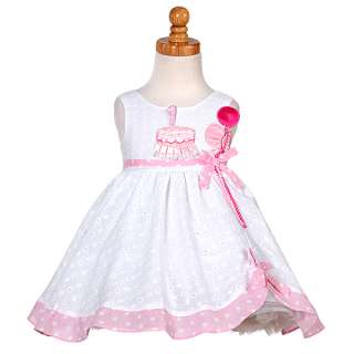 White Pink Balloon 1st Birthday Dress Baby Girl 12M  