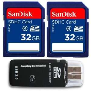 SanDisk 64 GB (32GB x2  64GB) SDHC SD HC Class 4 Flash Memory Card 