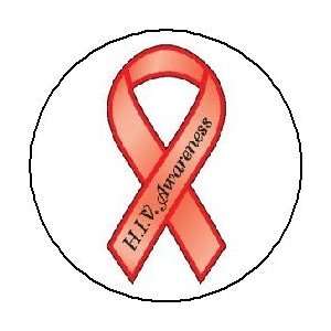  H.I.V. Awareness Ribbon Red PINBACK BUTTON 1.25 Pin 