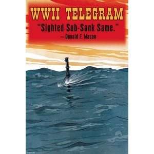  WWII Telegram   Paper Poster (18.75 x 28.5) Sports 