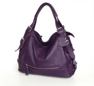 NWT Real Leather Dark Purple Lady Handbag Shoulder Messenger Bag Free 