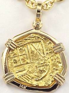 1715 Fleet 2 Escudo Treasure Coin Gold Doubloon Pirate Treasure 