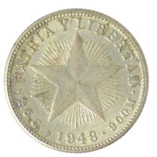     Cuba Cuban 10 Cent Dime 10 Centavos Silver Coin   SKU# 1725  