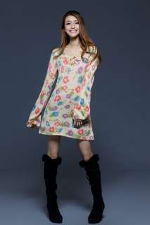 CHIC FLORAL KNIT DRESS SWEATER 1783  