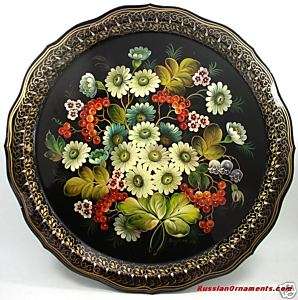 Zhostovo Russian Handpainted Tole Tray #1835  