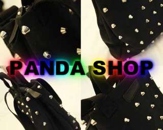 P156 Black Punk Rivet Fashion Young Lady Handbag Shoulder Bag 