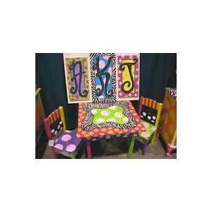  Funky Hand Painted Child Table & 2 Chairs   Custom Order 