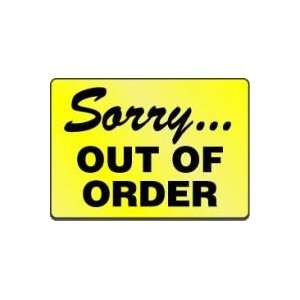  Labels SORRY OUT OF ORDER 5 x 7 Magnetic Vinyl