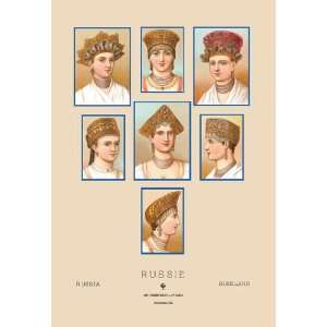  Russian Hats and Hairstyles #2 12x18 Giclee on canvas 