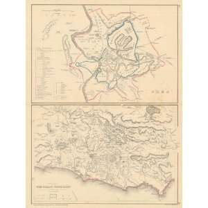 Long 1856 Antique Map of the Roman Territory Office 