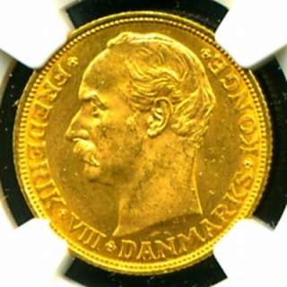 1910 DENMARK GOLD COIN 20 KRONER * NGC CERTIFIED GENUINE & GRADED MS 