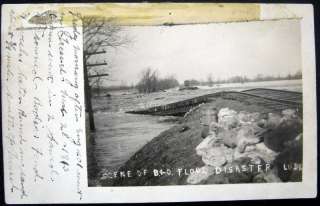   Indiana ~ 1913 B & O RAILROAD~TRAIN COLLAPSED TRESSEL~FLOOD ~ RPPC