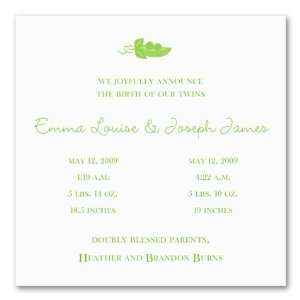   Sweet Pea Twin Announcement Birth Announcement