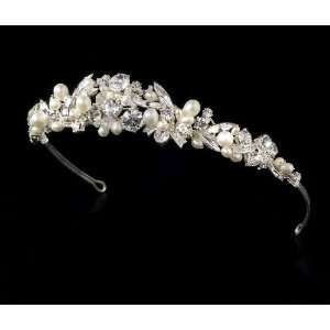  Silver and Ivory Pearl Bridal Headband HP 8236 Beauty