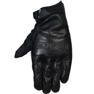 Power Trip Smack Mens Leather/Mesh Cruiser Motorcycle Gloves   Black 