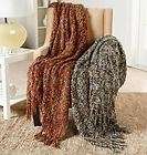 vern yip home boucle fringed throw green brown expedited shipping
