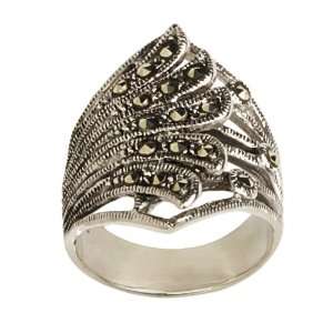  Marcasite Fanned Feathers Ring Jewelry
