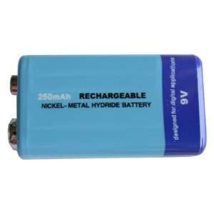  9 Volt 250 mAh NiMH Rechargeable Battery Electronics