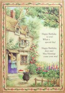 Holly Pond Hill Mouse Rabbit Birthday Cake Cottage Greeting Card Susan 