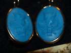 EXTASIA Large Azure Minerva Cameo Earrings new