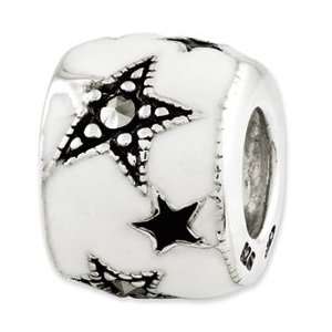    Steling Silver Reflections Enameled & Marcasite Stars Bead Jewelry