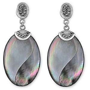 Silver Earrings with Stone   Marcasite, Mother of Pearl   Height 34 