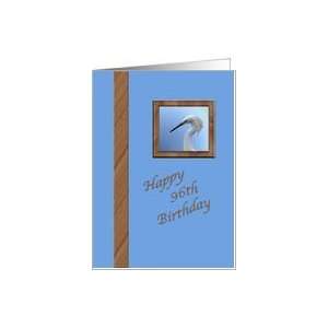  96th Birthday Day Card with Snowy Egret Portrait Card 