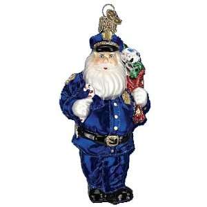  Old World Christmas Police Officer Santa Glass Ornament 