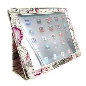 Leather Case for iPad 2 2nd Generation with Built in Stand [WORLD MAP 