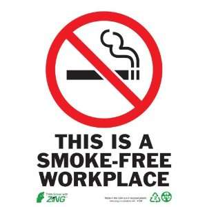 Zing Eco Safety Sign, THIS IS A SMOKE FREE WORKPLACE with Picto, 7 