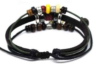 Charm Black Leather Bracelet Wristbands Wholesale A215  